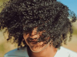 woman with curly hair