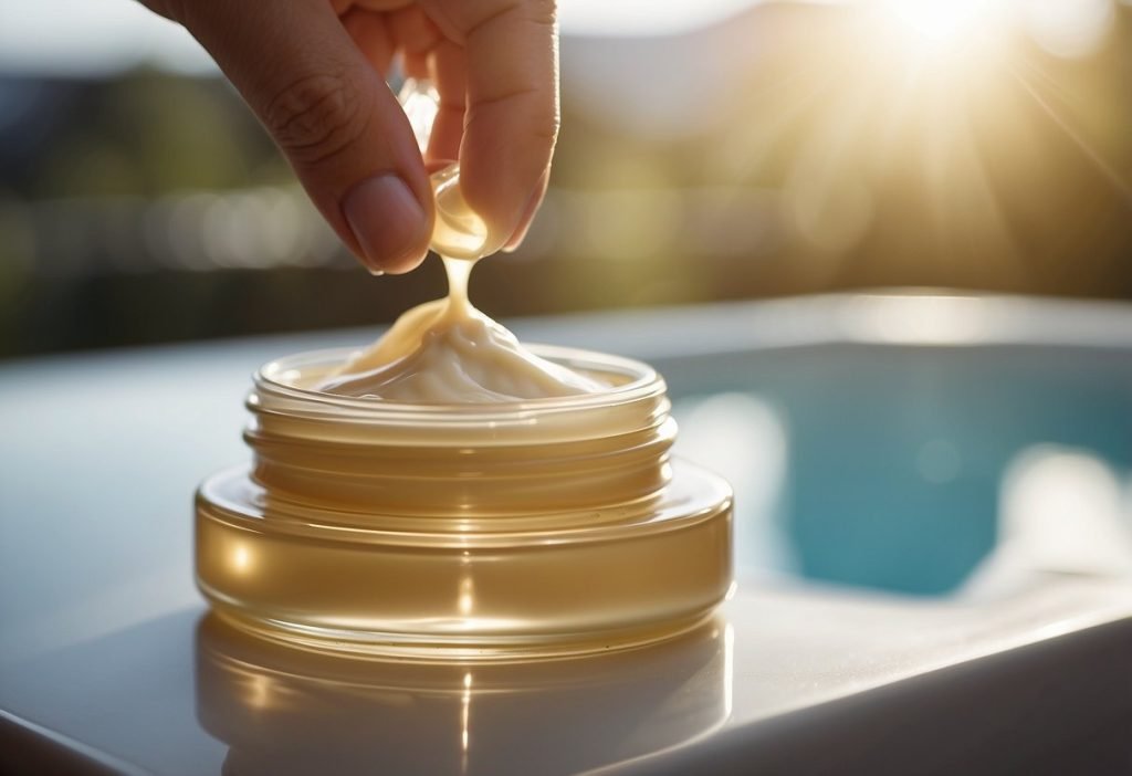 lotion on a round glass container